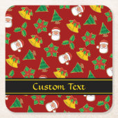 クリスマスアイコンパターン スクエアペーパーコースター (正面)