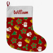 クリスマスアイコンパターン ラージクリスマスストッキング (正面)