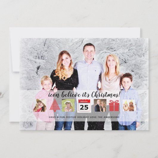 クリスマスアイコンフォトコラージュオーバーレイモダン 招待状 (正面)