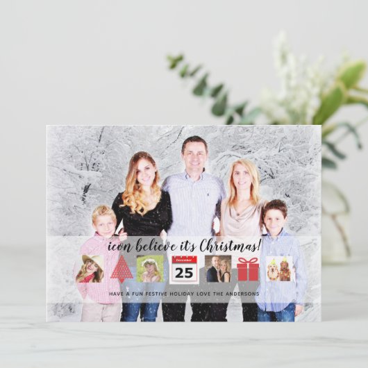 クリスマスアイコンフォトコラージュオーバーレイモダン 招待状 (スタンド正面)