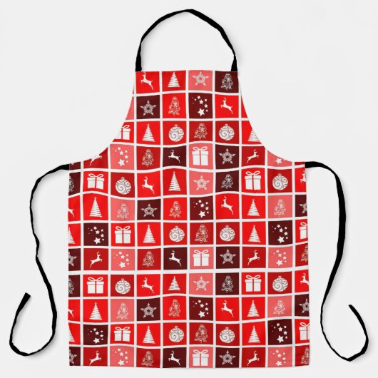 クリスマスアイコンレッドスクウェアズホリデーアートクラシック エプロン (正面)