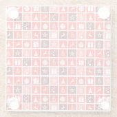 クリスマスアイコンレッドスクウェアズホリデーアートクラシック ガラスコースター (裏面)