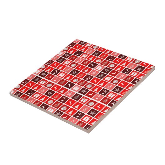 クリスマスアイコンレッドスクウェアズホリデーアートクラシック タイル (側面)