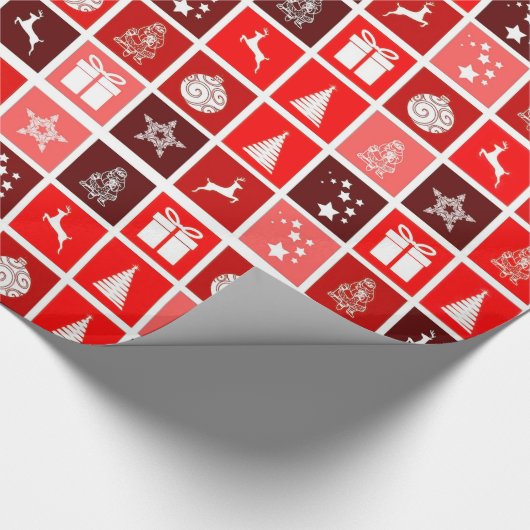 クリスマスアイコンレッドスクウェアズホリデーアートクラシック ラッピングペーパー (角)