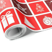 クリスマスアイコンレッドスクウェアズホリデーアートクラシック ラッピングペーパー (ロールコーナー)