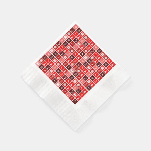 クリスマスアイコンレッドスクウェアズホリデーアートクラシック 縁ありカクテルナプキン (角)