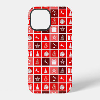 クリスマスアイコン 赤い四角 ホリデーアート クラシック iPhone 12ケース