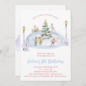 クリスマスアイススケートで滑るパーティの招待状 招待状 (正面/裏面)