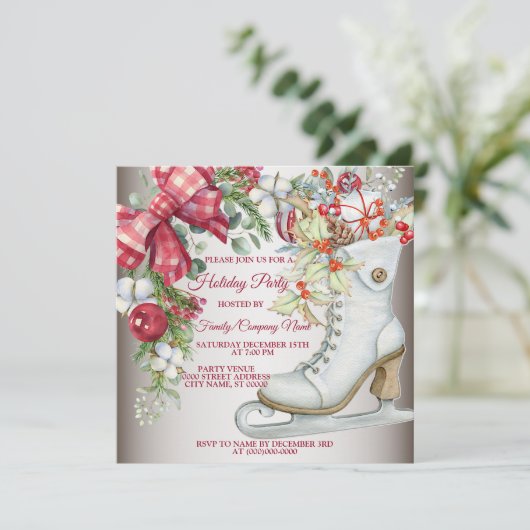 クリスマスアイススケートで滑るホリデーズパーティー 招待状 (スタンド正面)