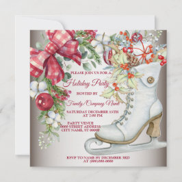 クリスマスアイススケートで滑るホリデーズパーティー 招待状