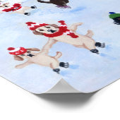 クリスマスアイススケートで滑るラブラドールアートワーク ポスター (角)