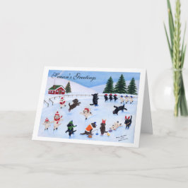 クリスマスアイススケートで滑るラブラドール シーズンカード