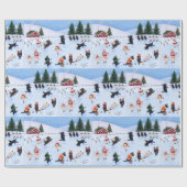 クリスマスアイススケートで滑るラブラドール ラッピングペーパー (フラット)
