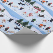 クリスマスアイススケートで滑るラブラドール ラッピングペーパー (コーナー)