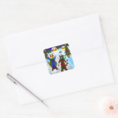 クリスマスアイススケートで滑る猫V2 スクエアシール (封筒)