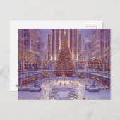 クリスマスアイススケートで滑る ポストカード (正面/裏面)