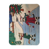 クリスマスアイススケートで滑る マグネット (縦)