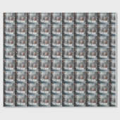 クリスマスアイススケートで滑る ラッピングペーパー (フラット)