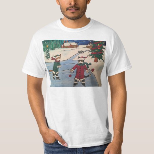 クリスマスアイススケートで滑る Tシャツ (正面)