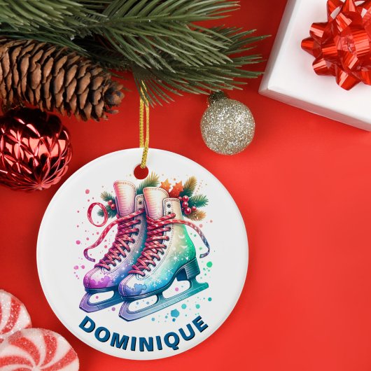 クリスマスアイススケートピータースノーフレークオーナメント セラミックオーナメント