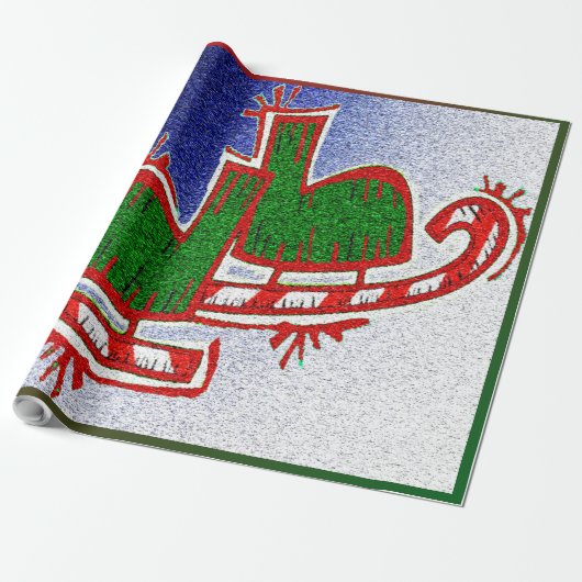 クリスマスアイススケート –  ラッピングペーパー (アンロールド)