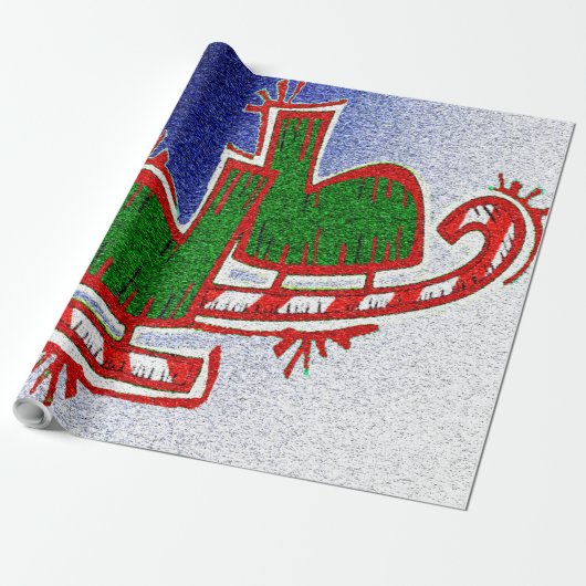 クリスマスアイススケート –  ラッピングペーパー (アンロールド)