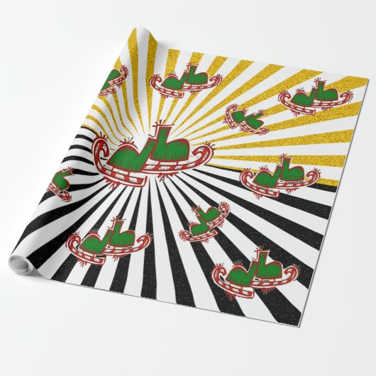 クリスマスアイススケート –  ラッピングペーパー (アンロールド)