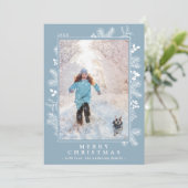 クリスマスアイスブルーとホワイトボタニカル |写真 シーズンカード (スタンド正面)