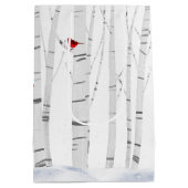 クリスマスアイリッシュセッターと樺の木の木 ミディアムペーパーバッグ (裏面)