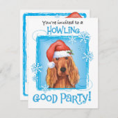 クリスマスアイリッシュセッター招待状 シーズンカード (正面/裏面)