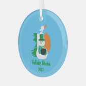 クリスマスアイリッシュフラッグ雪だるま ガラスオーナメント (正面左)