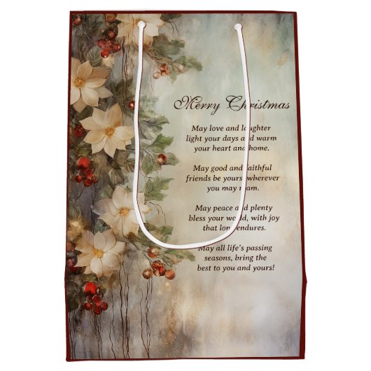 クリスマスアイリッシュ賛美ズ |冬かわいらしの花 ミディアムペーパーバッグ (裏面)