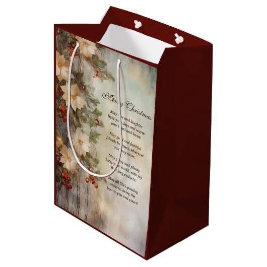 クリスマスアイリッシュ賛美ズ |冬かわいらしの花 ミディアムペーパーバッグ (裏面アングル)
