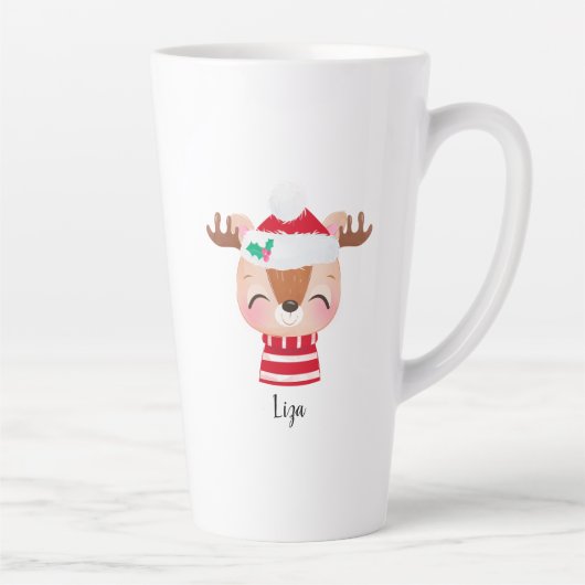 クリスマスアイリングトナカイ顔 カフェラテマグ (右)