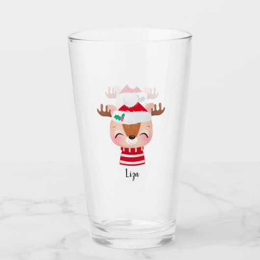 クリスマスアイリングトナカイ顔 タンブラーグラス (正面)
