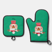 クリスマスアイリングトナカイ顔 鍋つかみ&鍋敷きセット (正面)