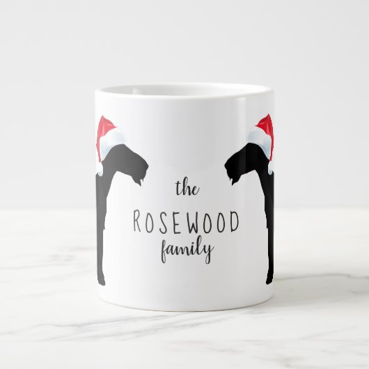 クリスマスアイレデールテリアドッグスサンタハットモノグラム ジャンボコーヒーマグカップ (正面)