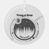 クリスマスアウトドアナイトスターパインカップル婚約 ガラスオーナメント (正面)