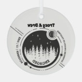 クリスマスアウトドアナイトスターパインカップル婚約 ガラスオーナメント (裏面)