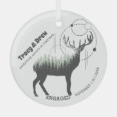 クリスマスアウトドアパインツリーディアカップル婚約 ガラスオーナメント (正面)