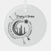 クリスマスアウトドアムーンアローカップル婚約 ガラスオーナメント (正面)
