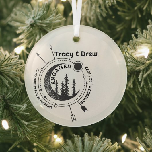 クリスマスアウトドアムーンアローカップル婚約 ガラスオーナメント (インサイチュ)