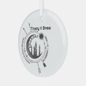 クリスマスアウトドアムーンアローカップル婚約 ガラスオーナメント (正面左)