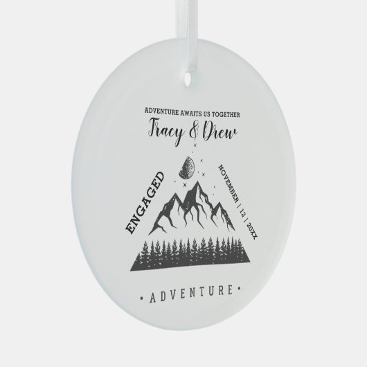 クリスマスアウトドアムーンスターカップル婚約 ガラスオーナメント (正面右)