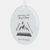 クリスマスアウトドアムーンスターカップル婚約 ガラスオーナメント (正面左)