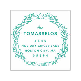 クリスマスアウトラインリース差出人住所 セルフインキングスタンプ