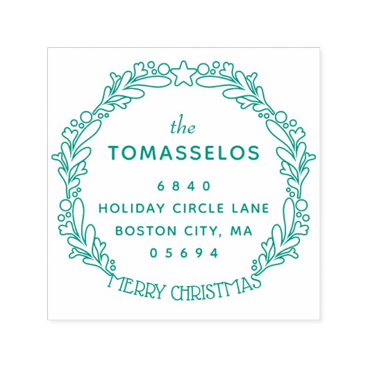 クリスマスアウトラインリース差出人住所 セルフインキングスタンプ (デザイン)