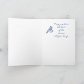 クリスマスアオカケスの水彩画の鳥をカスタマイズ シーズンカード (内部)