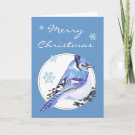 クリスマスアオカケスの水彩画の鳥をカスタマイズ シーズンカード