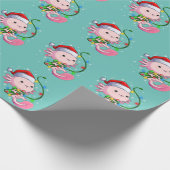 クリスマスアクソロトルサンタハットライト日本のかわいい ラッピングペーパー (角)